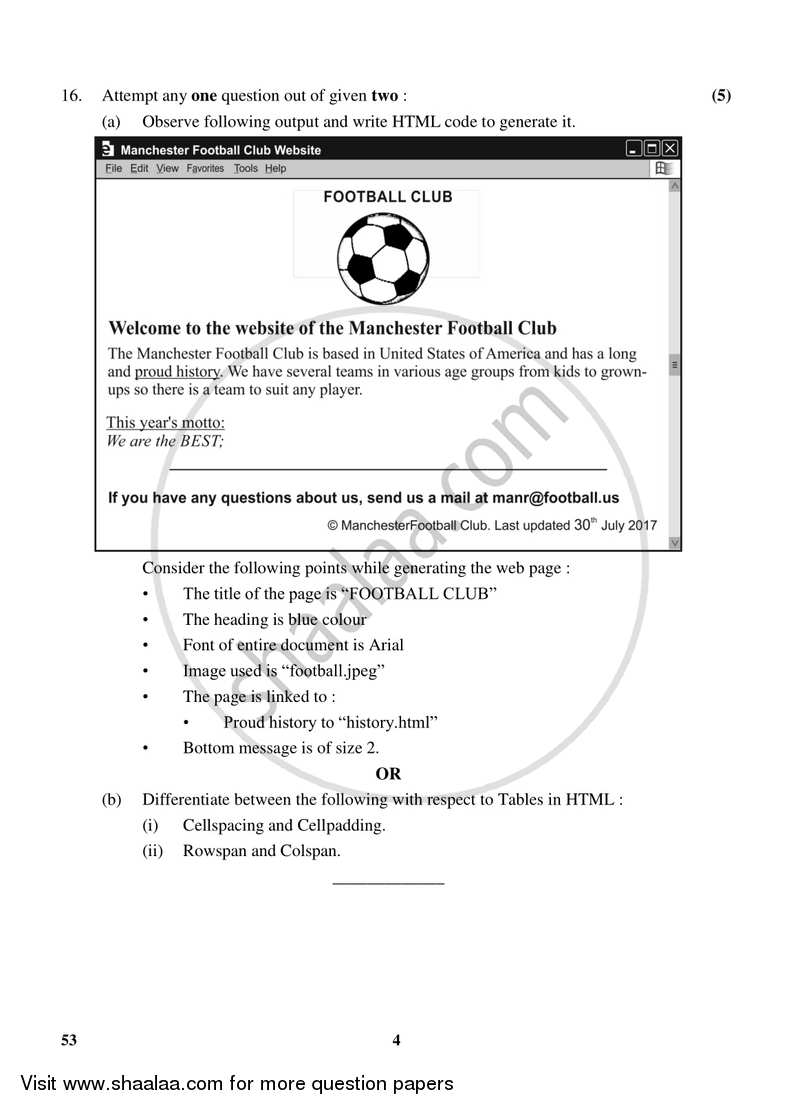 Foundation of Information Technology 2017-2018 Class 10 - CBSE (Central Board of Secondary Education) question paper with PDF download