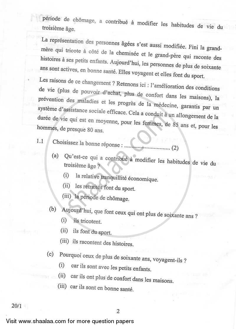French 2012-2013 Class 10 - CBSE (Central Board of Secondary Education) question paper with PDF download