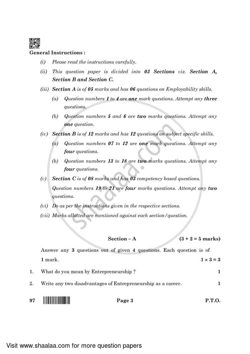 Front Office Operation 2021-2022 Class 10 - CBSE (Central Board of Secondary Education) question paper with PDF download