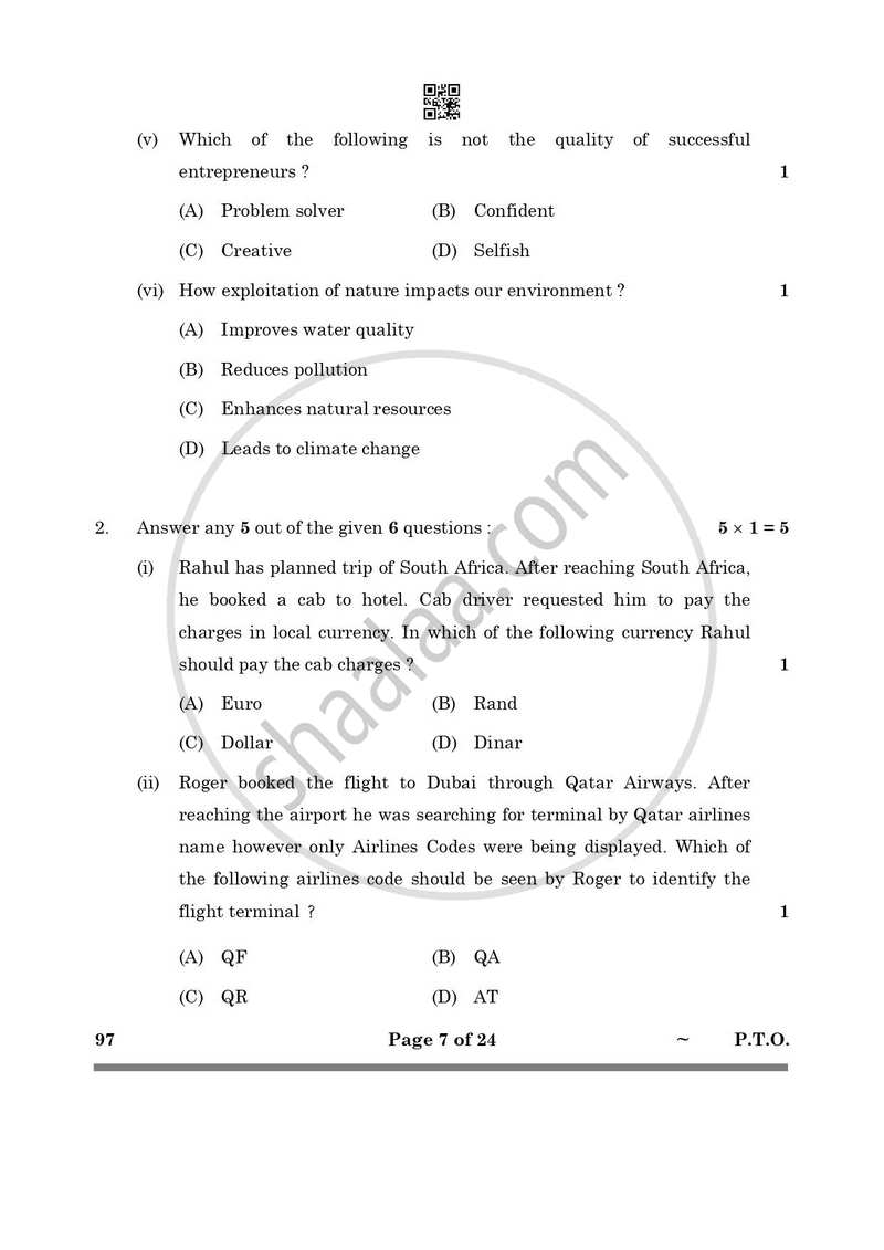 Front Office Operation 2024-2025 Class 10 - CBSE (Central Board of Secondary Education) question paper with PDF download