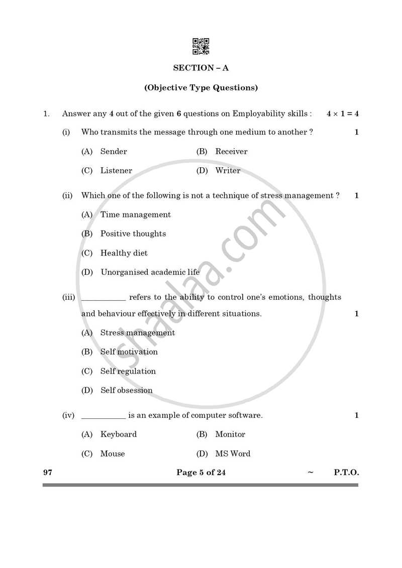 Front Office Operation 2024-2025 Class 10 - CBSE (Central Board of Secondary Education) question paper with PDF download