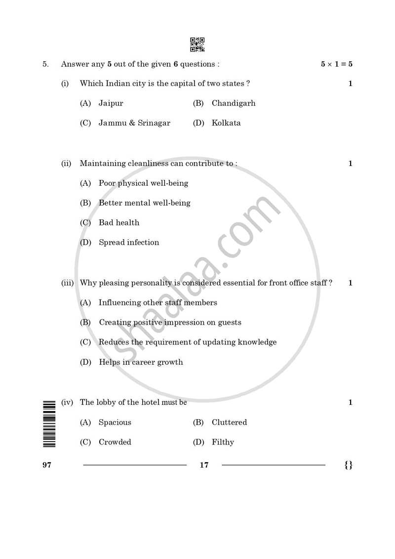 Front Office Operation 2025-2026 Class 10 - CBSE (Central Board of Secondary Education) question paper with PDF download