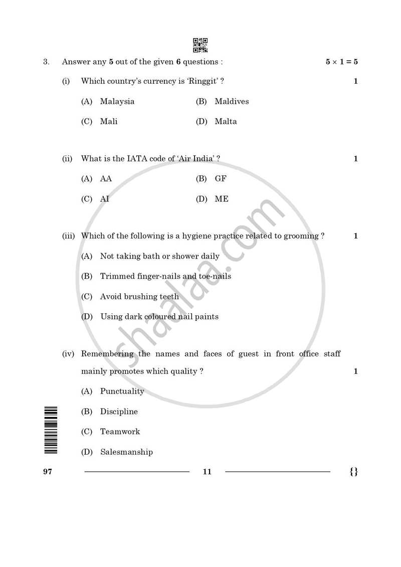 Front Office Operation 2025-2026 Class 10 - CBSE (Central Board of Secondary Education) question paper with PDF download