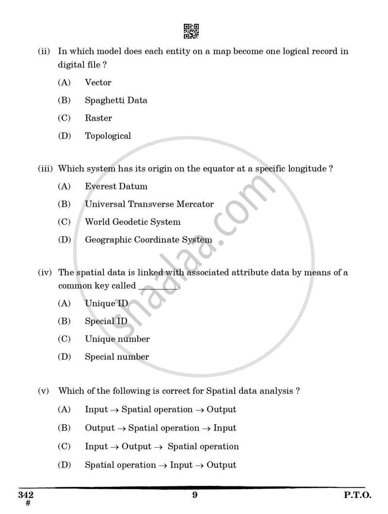 Geospatial Technology 2024-2025 Class 12 - CBSE (Central Board of Secondary Education) question paper with PDF download
