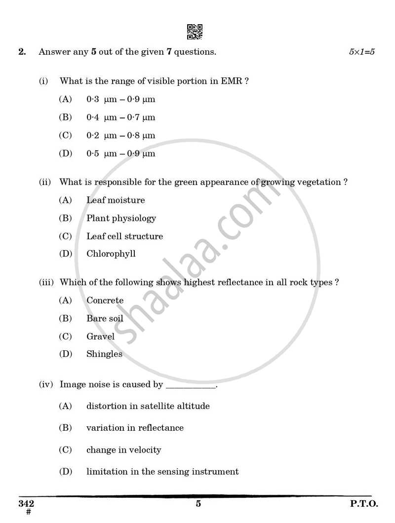 Geospatial Technology 2024-2025 Class 12 - CBSE (Central Board of Secondary Education) question paper with PDF download