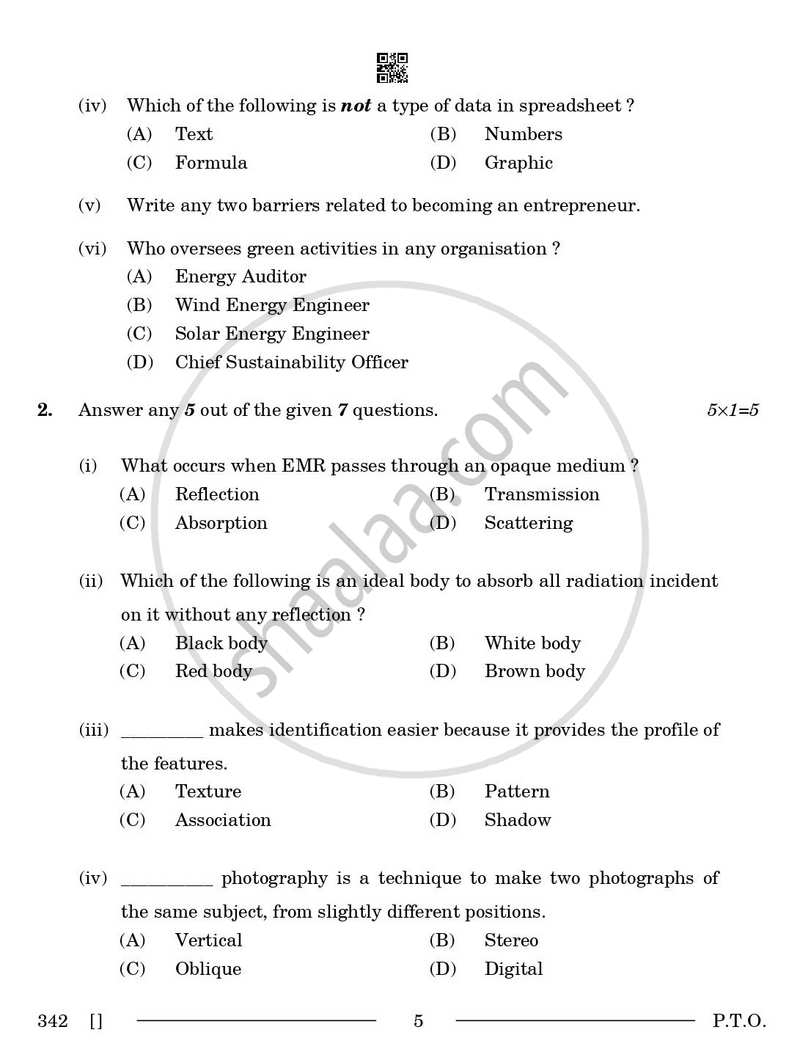 Geospatial Technology 2025-2026 Class 12 - CBSE (Central Board of Secondary Education) question paper with PDF download