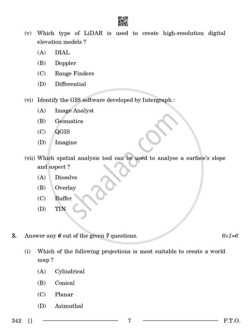 Geospatial Technology 2025-2026 Class 12 - CBSE (Central Board of Secondary Education) question paper with PDF download