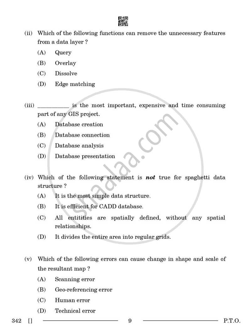 Geospatial Technology 2025-2026 Class 12 - CBSE (Central Board of Secondary Education) question paper with PDF download