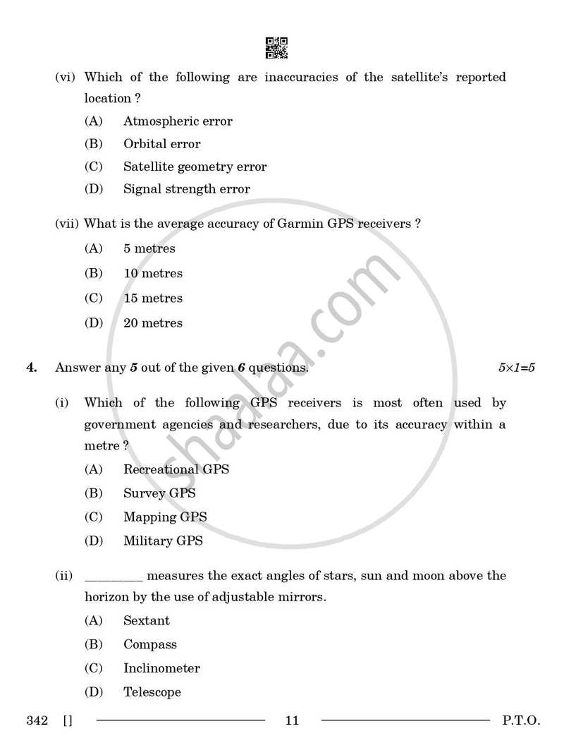 Geospatial Technology 2025-2026 Class 12 - CBSE (Central Board of Secondary Education) question paper with PDF download