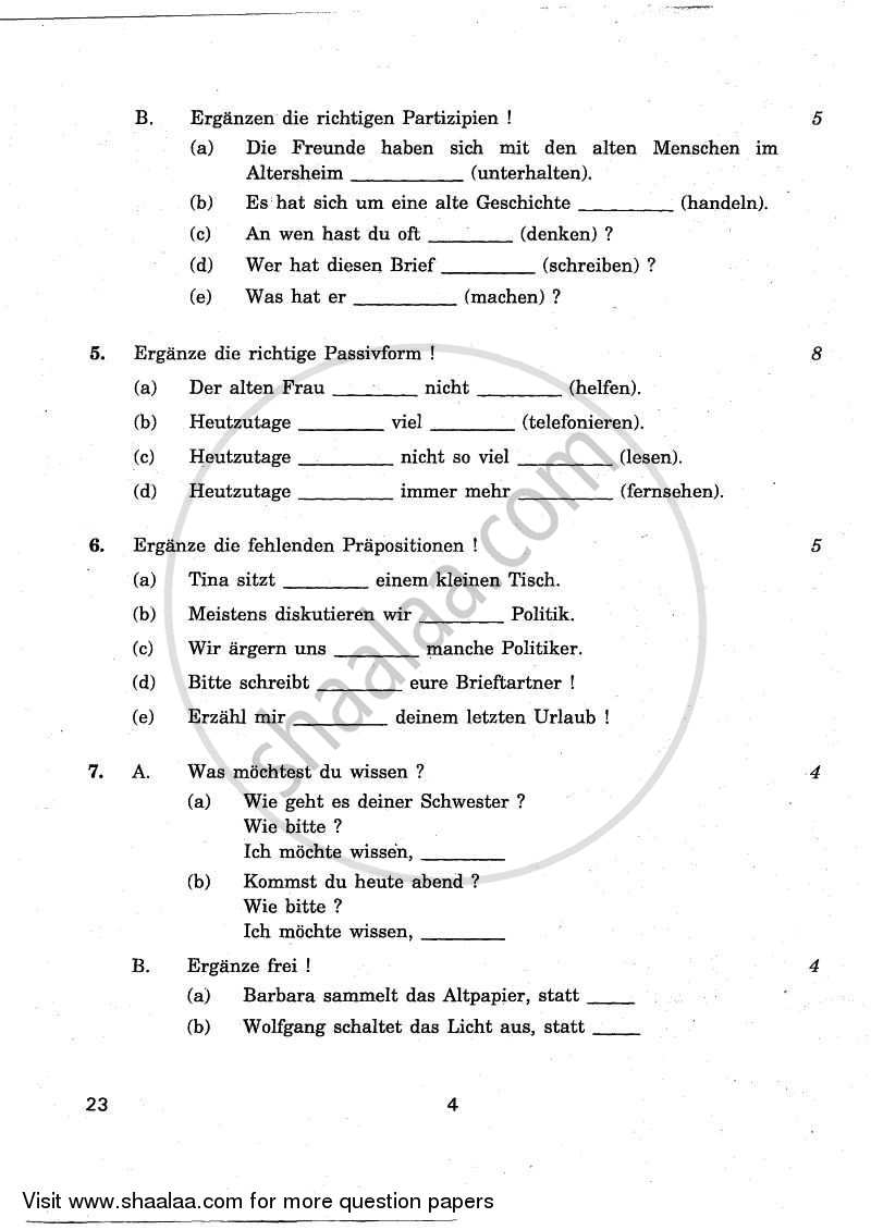 German 2010-2011 Class 10 - CBSE (Central Board of Secondary Education) question paper with PDF download