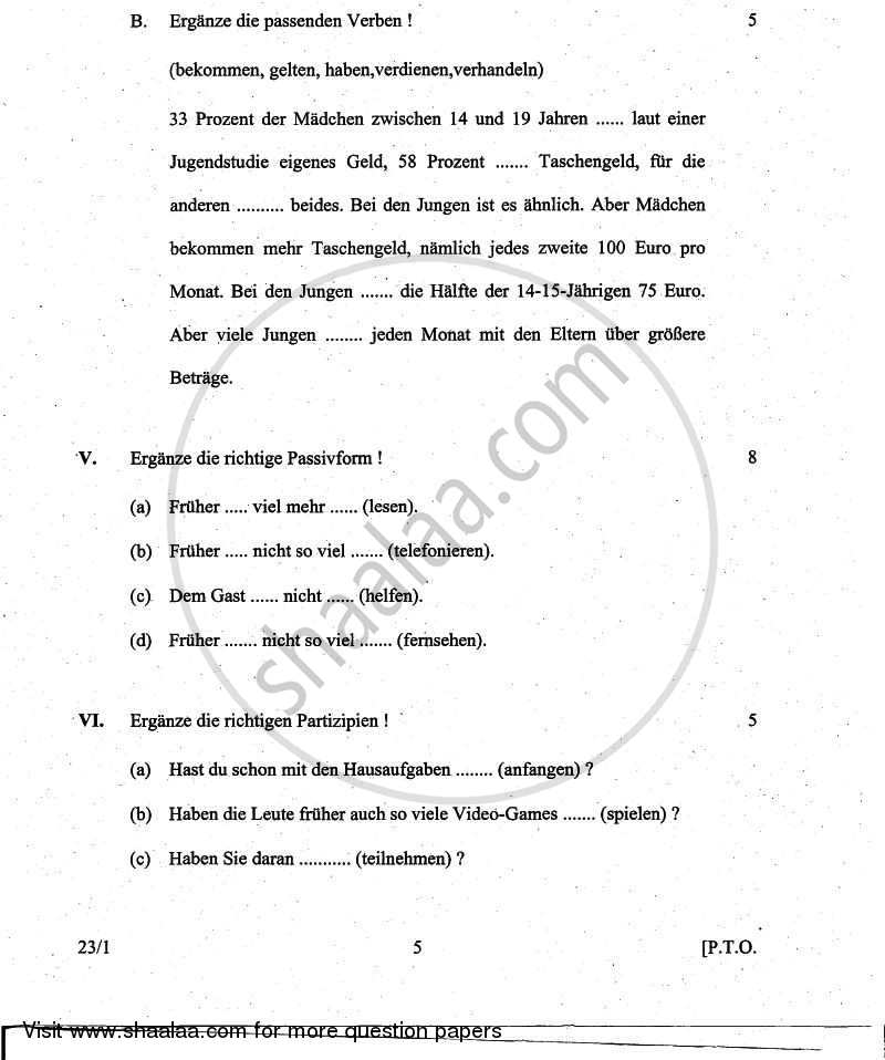 German 2010-2011 Class 10 - CBSE (Central Board of Secondary Education) question paper with PDF download