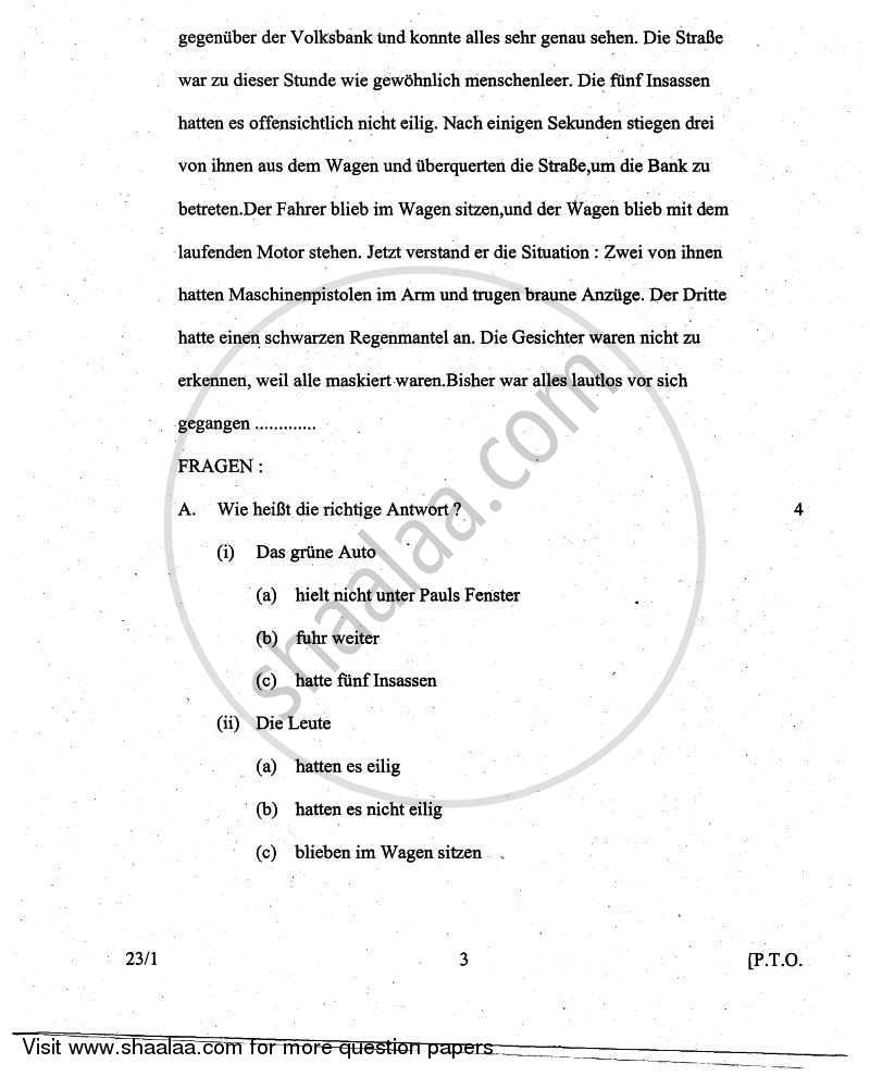 German 2010-2011 Class 10 - CBSE (Central Board of Secondary Education) question paper with PDF download