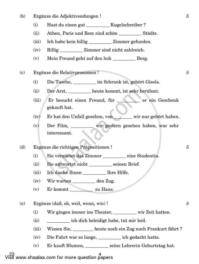 German 2018-2019 Class 10 - CBSE (Central Board of Secondary Education) question paper with PDF download