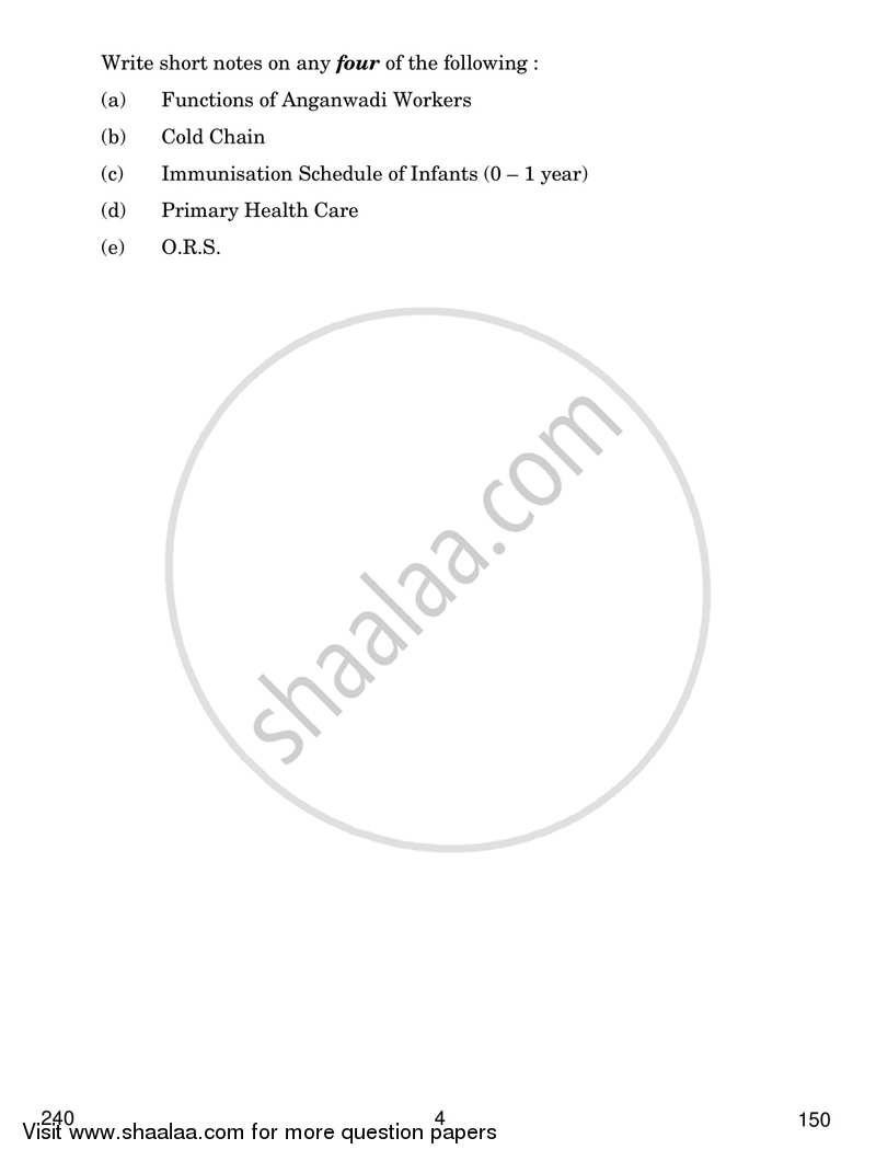 Health Center Management 2016-2017 Class 12 - CBSE (Central Board of Secondary Education) question paper with PDF download