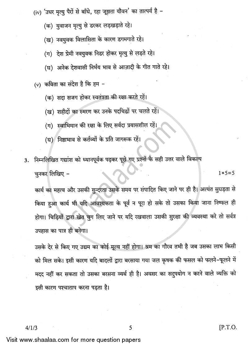 Hindi Course - B 2013-2014 Class 10 - CBSE (Central Board of Secondary Education) question paper with PDF download