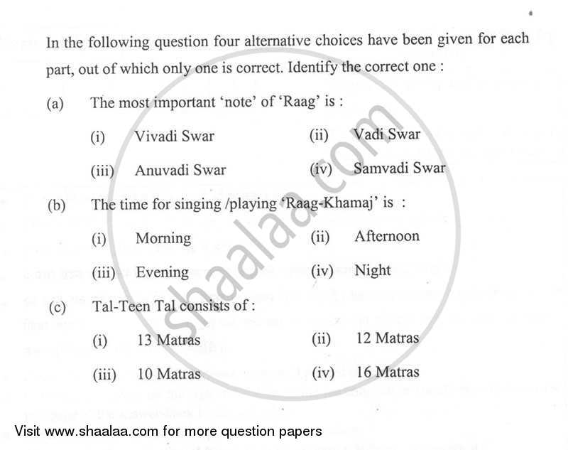 Hindustani Music Melodic Instruments 2013-2014 Class 10 - CBSE (Central Board of Secondary Education) question paper with PDF download