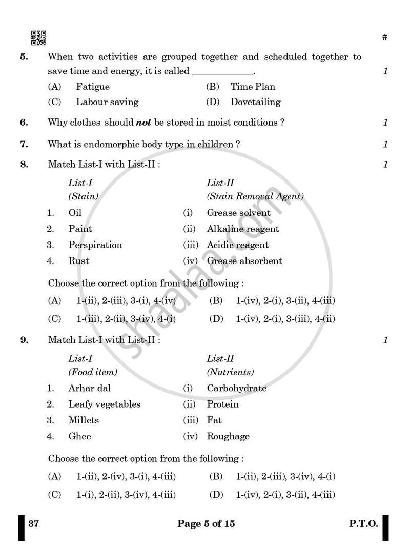 Home Science 2024-2025 Class 10 - CBSE (Central Board of Secondary Education) question paper with PDF download
