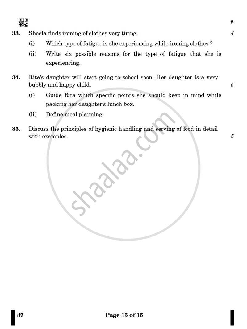 Home Science 2024-2025 Class 10 - CBSE (Central Board of Secondary Education) question paper with PDF download