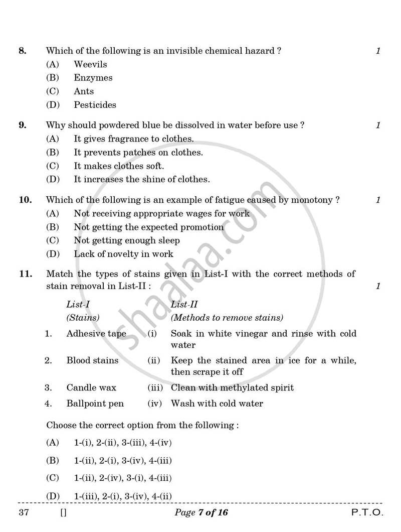 Home Science 2025-2026 Class 10 - CBSE (Central Board of Secondary Education) question paper with PDF download