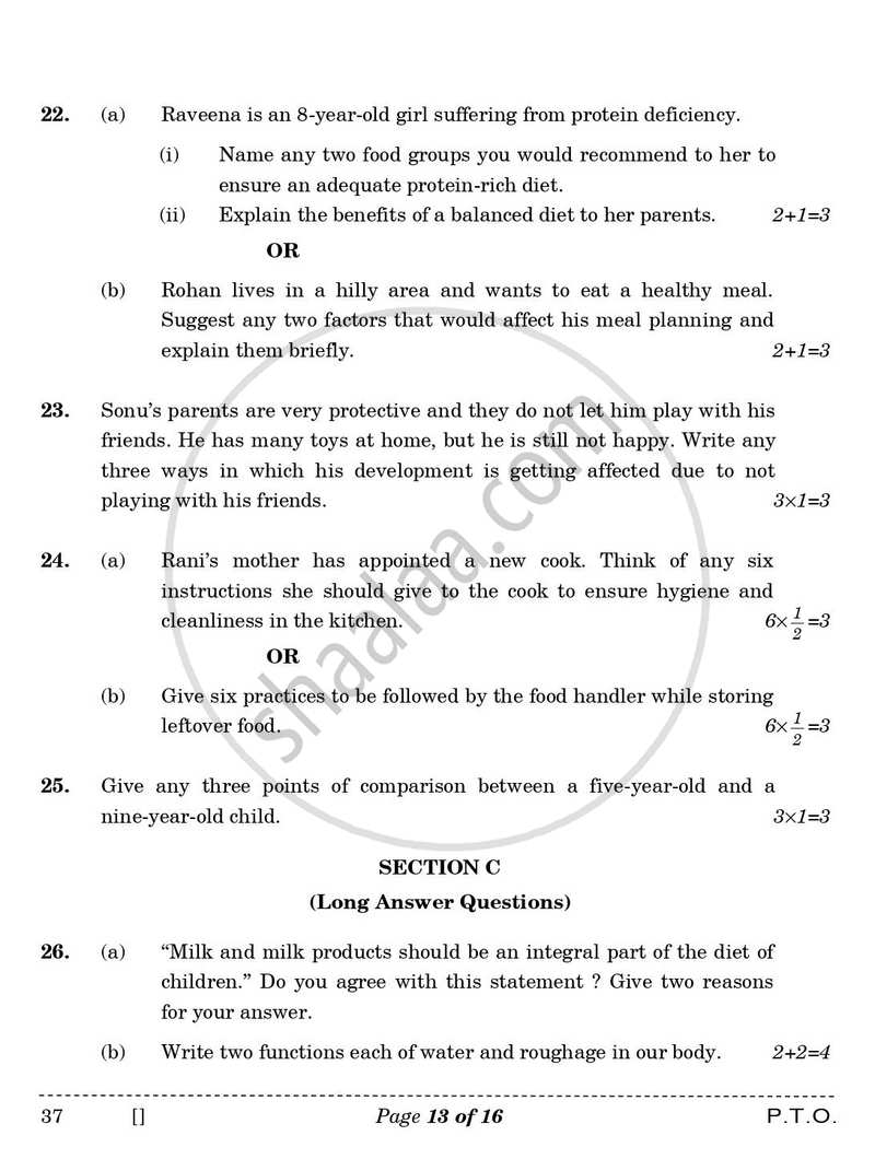 Home Science 2025-2026 Class 10 - CBSE (Central Board of Secondary Education) question paper with PDF download