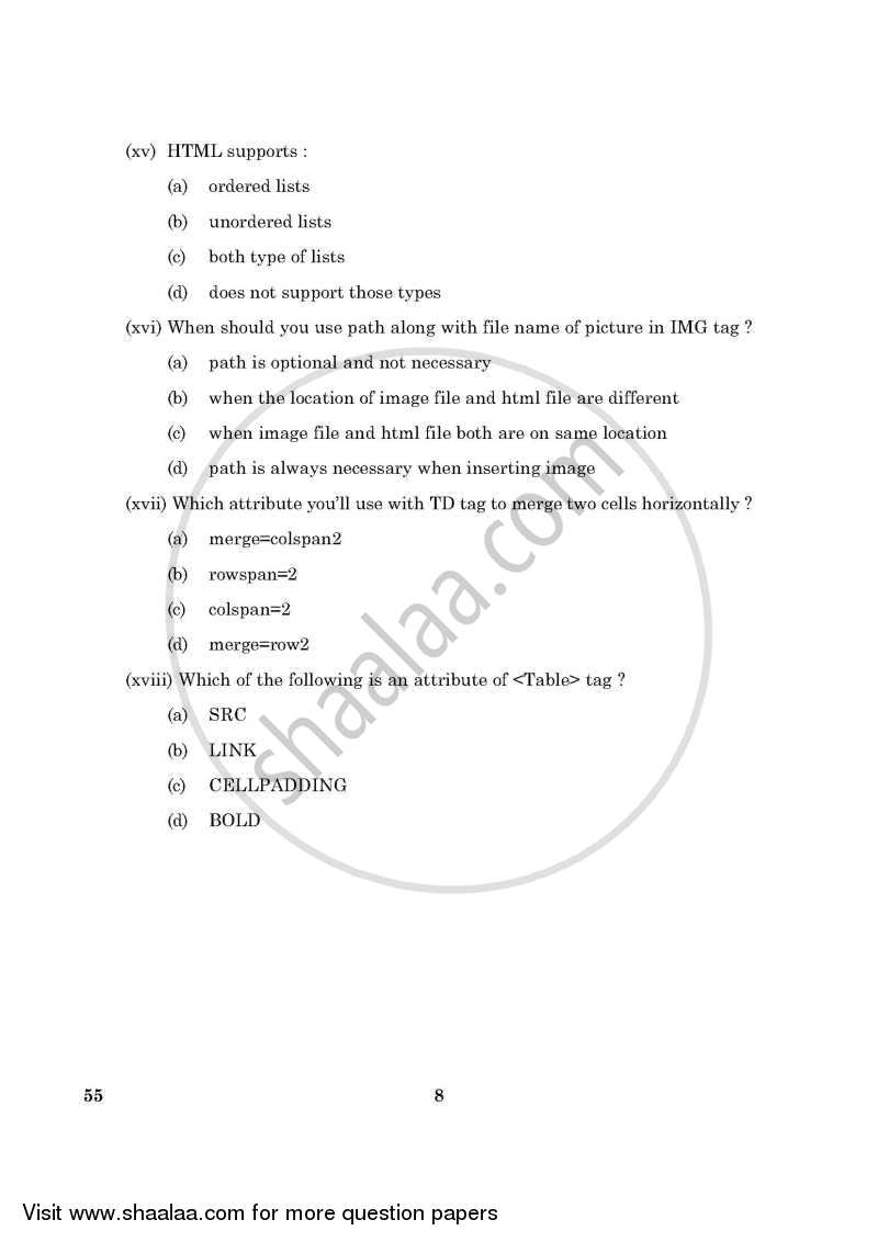 Information and Communication Technology 2015-2016 Class 10 - CBSE (Central Board of Secondary Education) question paper with PDF download