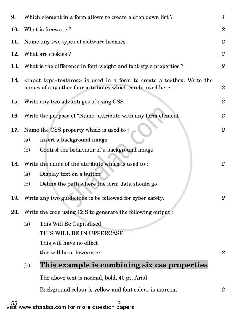 Information and Communication Technology 2016-2017 Class 10 - CBSE (Central Board of Secondary Education) question paper with PDF download