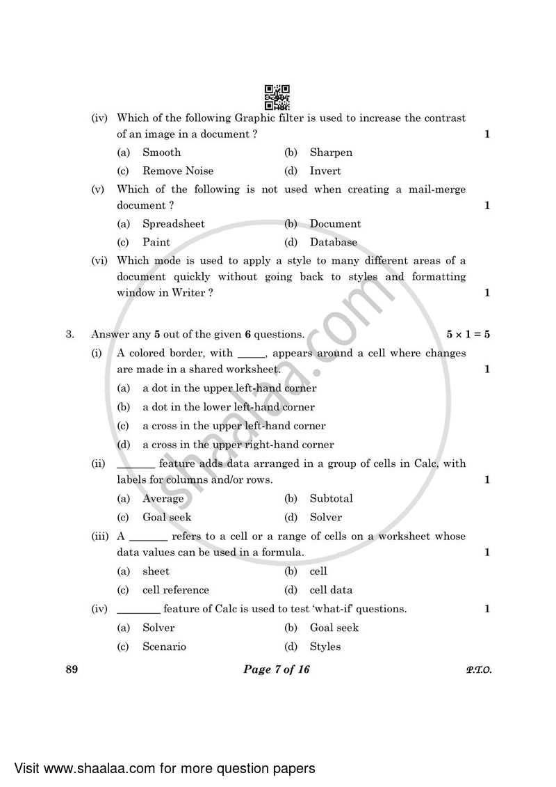 Information Technology 2022-2023 Class 10 - CBSE (Central Board of Secondary Education) question paper with PDF download