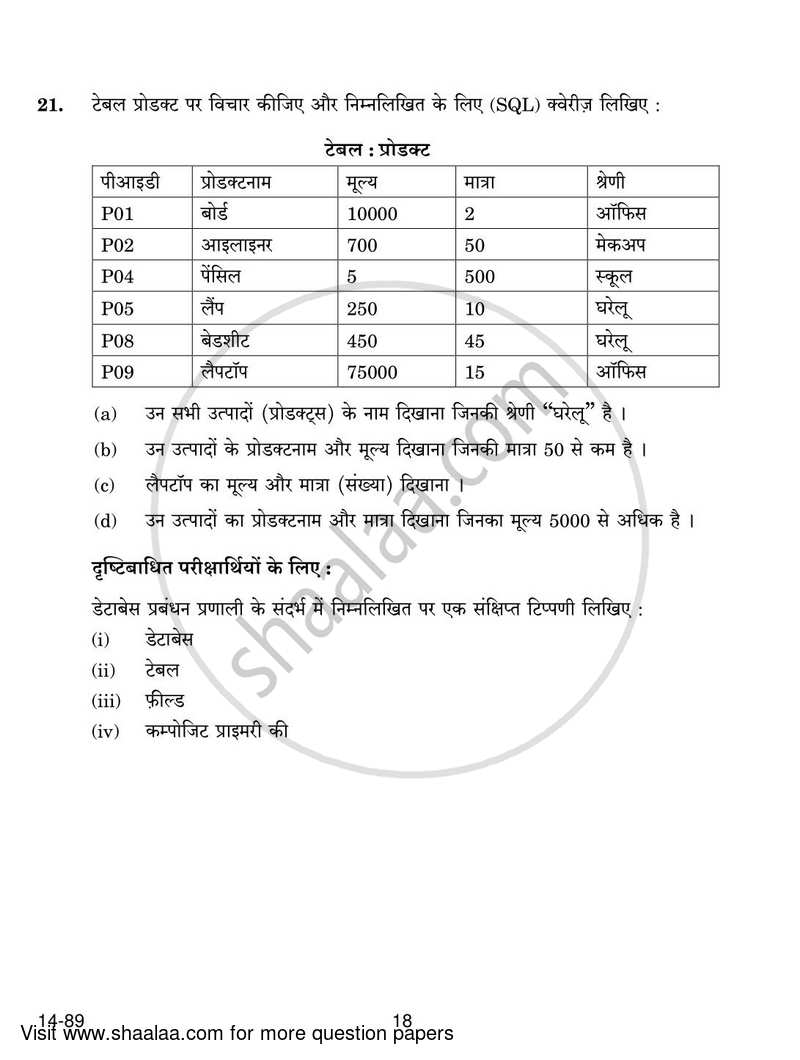 Information Technology 2023-2024 Class 10 - CBSE (Central Board of Secondary Education) question paper with PDF download