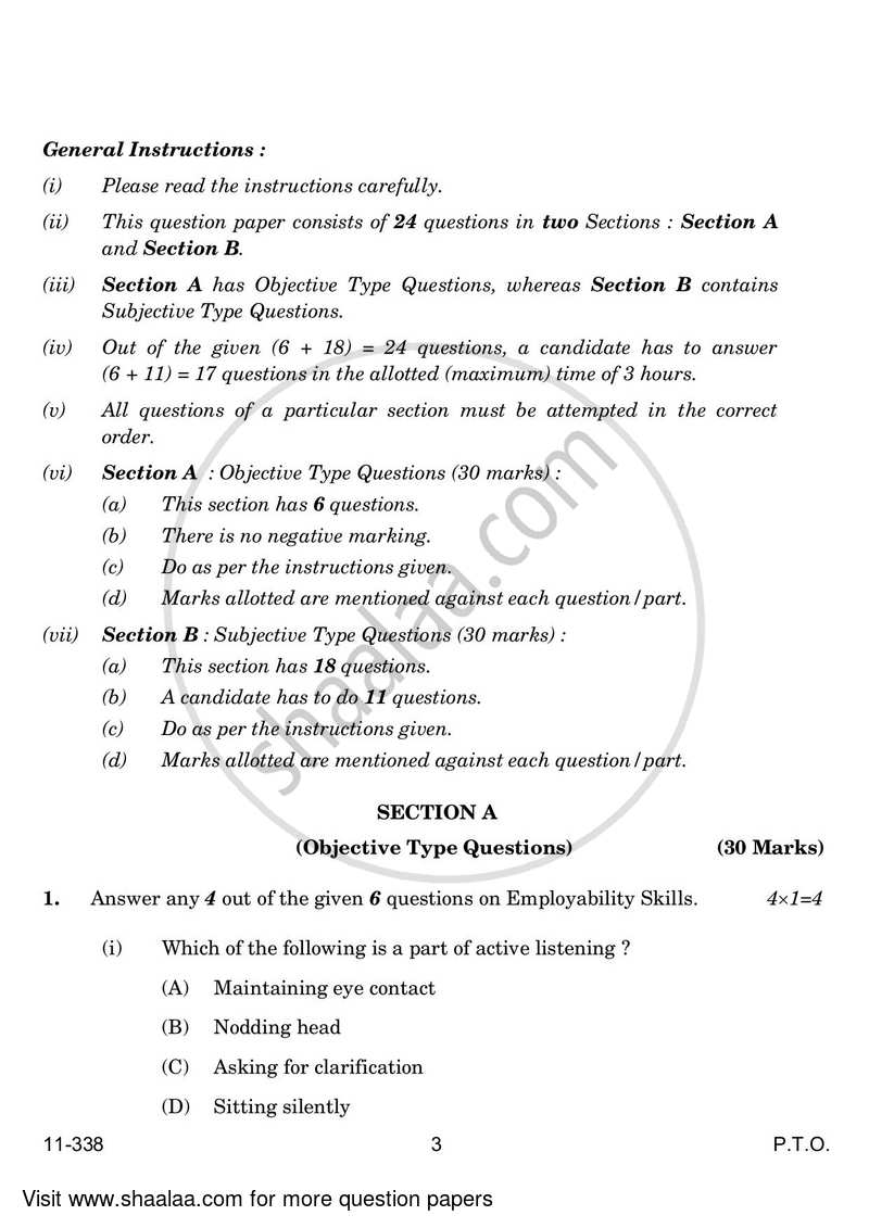 Insurance 2023-2024 Class 12 - CBSE (Central Board of Secondary Education) question paper with PDF download