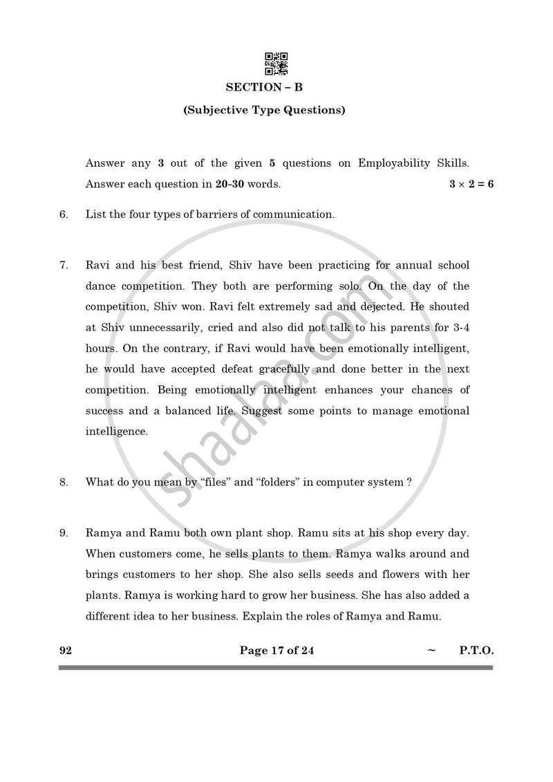 Introduction to Financial Markets 2024-2025 Class 10 - CBSE (Central Board of Secondary Education) question paper with PDF download