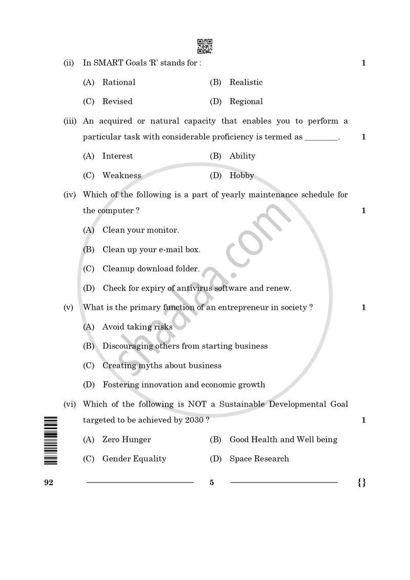 Introduction to Financial Markets 2025-2026 Class 10 - CBSE (Central Board of Secondary Education) question paper with PDF download
