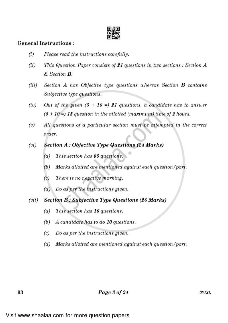 Introduction to Tourism 2022-2023 Class 10 - CBSE (Central Board of Secondary Education) question paper with PDF download