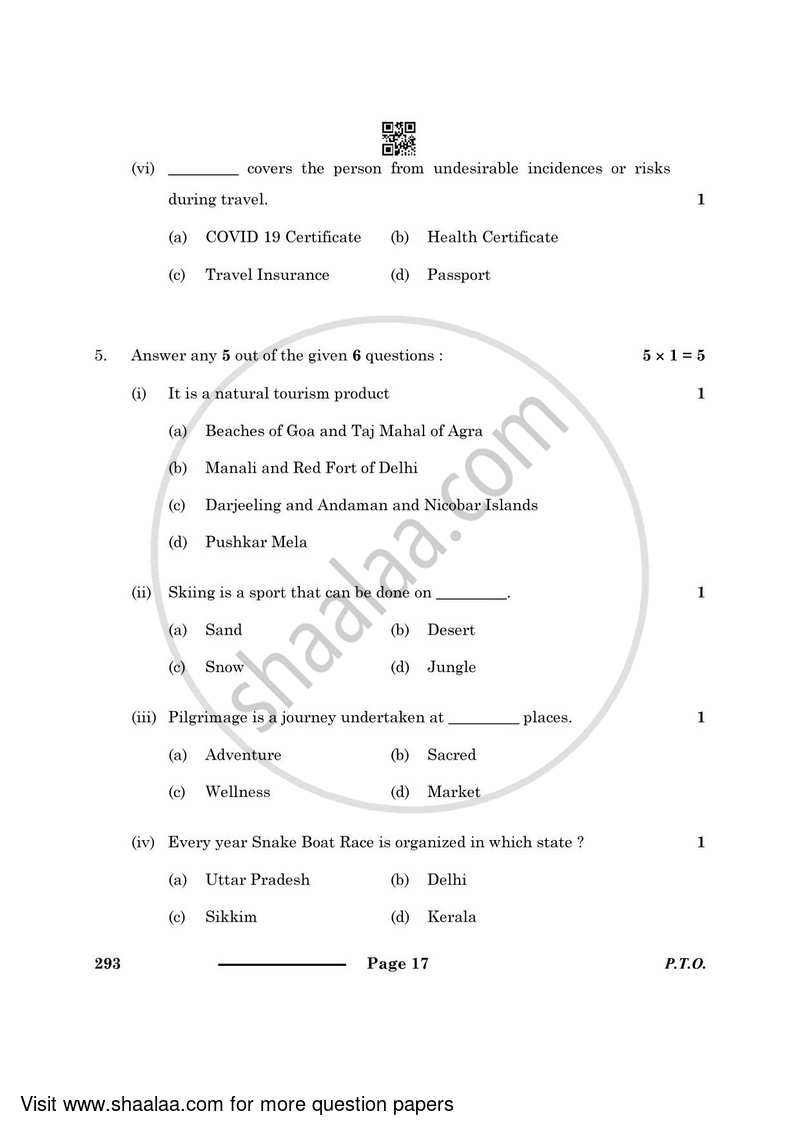 Introduction to Tourism 2023-2024 Class 10 - CBSE (Central Board of Secondary Education) question paper with PDF download