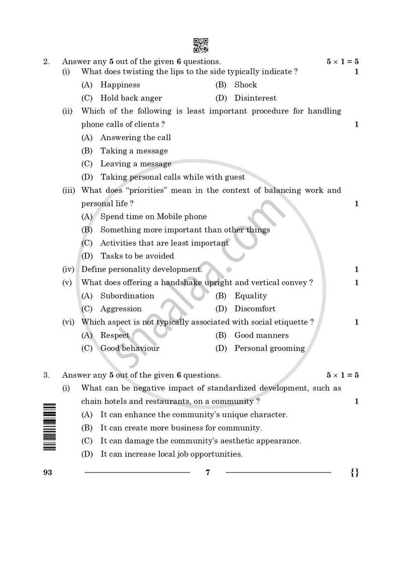 Introduction to Tourism 2025-2026 Class 10 - CBSE (Central Board of Secondary Education) question paper with PDF download