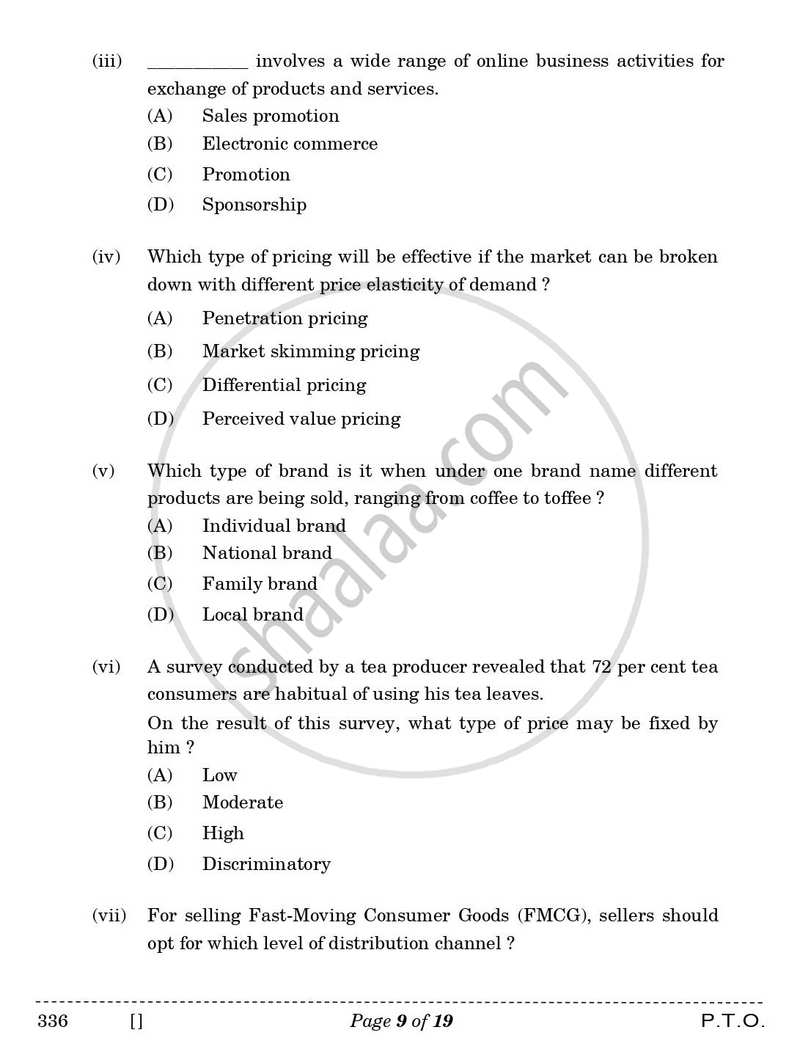 Marketing 2025-2026 Class 12 - CBSE (Central Board of Secondary Education) question paper with PDF download