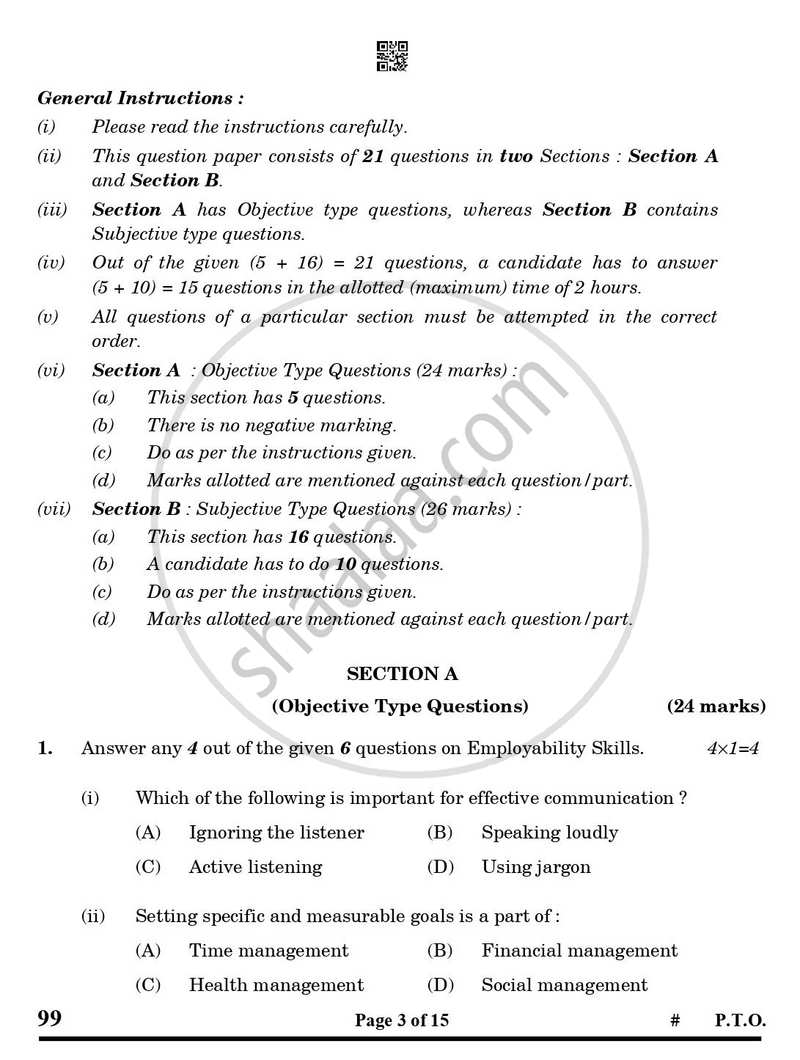 Marketing and Sales 2024-2025 Class 10 - CBSE (Central Board of Secondary Education) question paper with PDF download