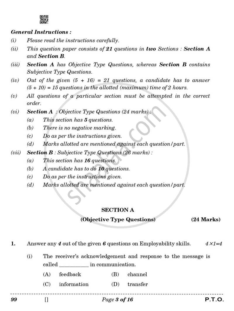 Marketing and Sales 2025-2026 Class 10 - CBSE (Central Board of Secondary Education) question paper with PDF download