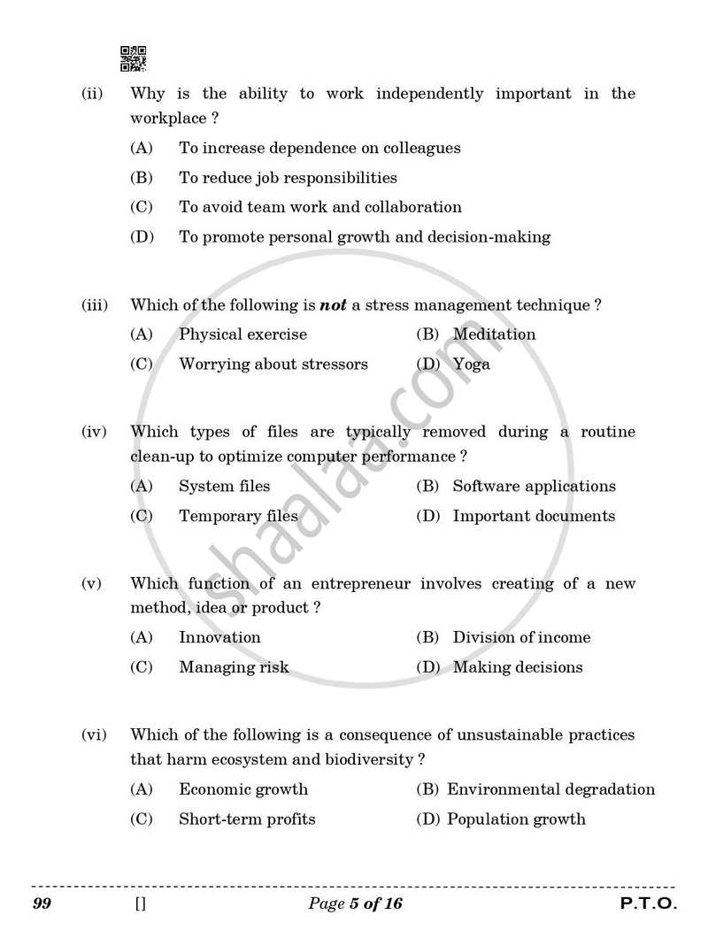 Marketing and Sales 2025-2026 Class 10 - CBSE (Central Board of Secondary Education) question paper with PDF download
