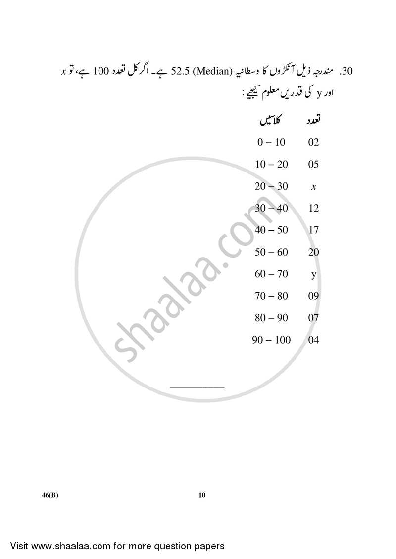 Mathematics 2017-2018 Class 10 - CBSE (Central Board of Secondary Education) question paper with PDF download