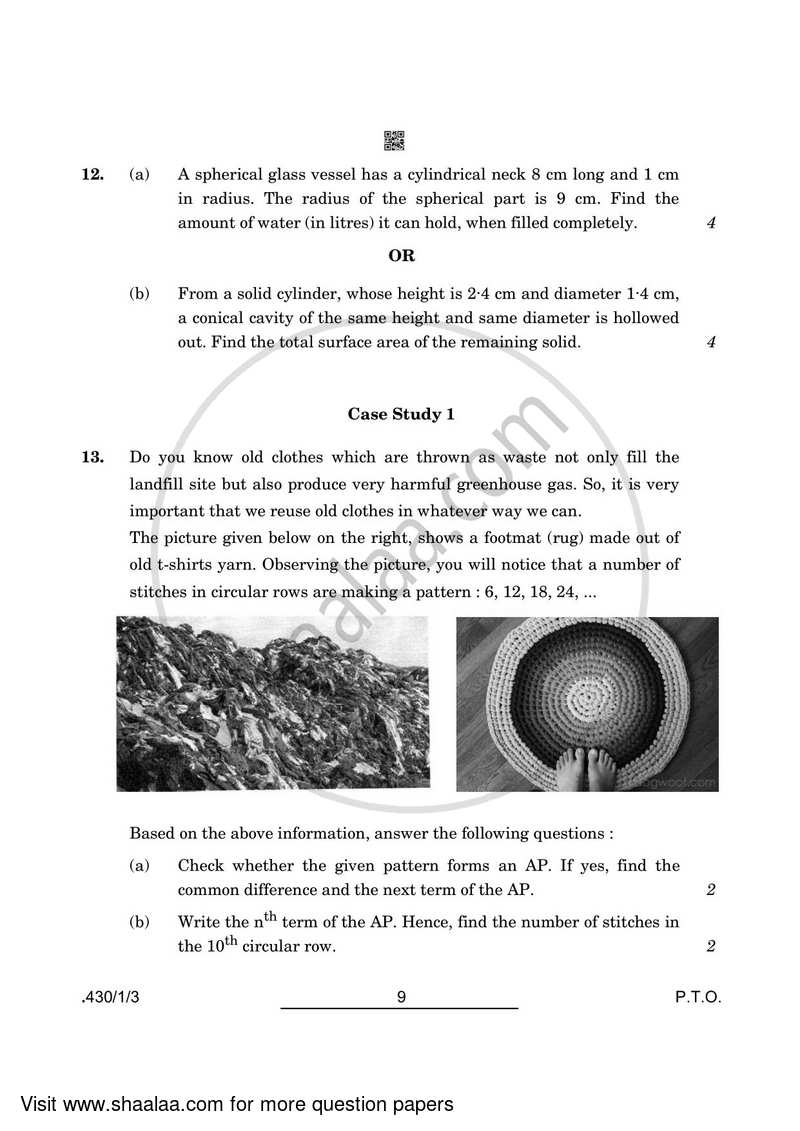 Mathematics 2021-2022 Class 10 - CBSE (Central Board of Secondary Education) question paper with PDF download