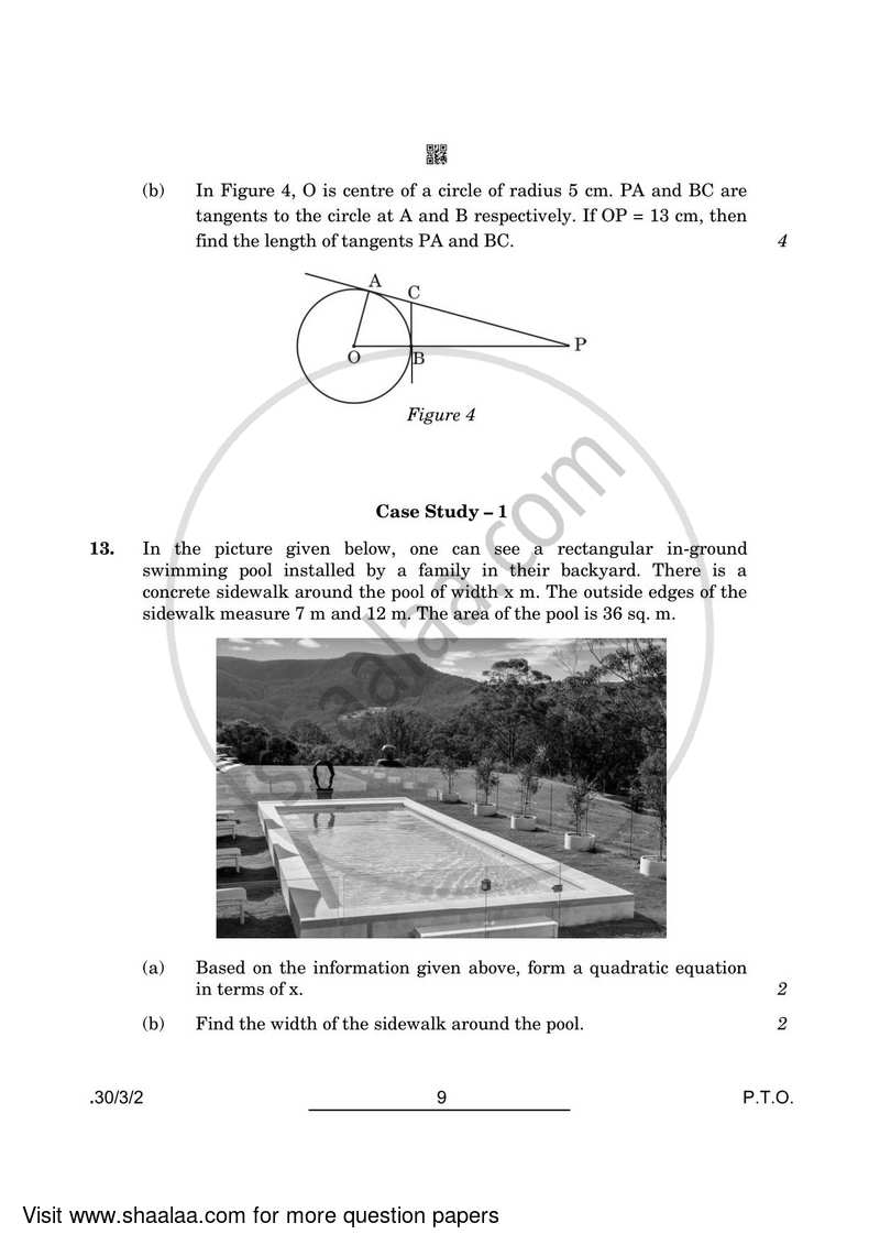 Mathematics 2021-2022 Class 10 - CBSE (Central Board of Secondary Education) question paper with PDF download