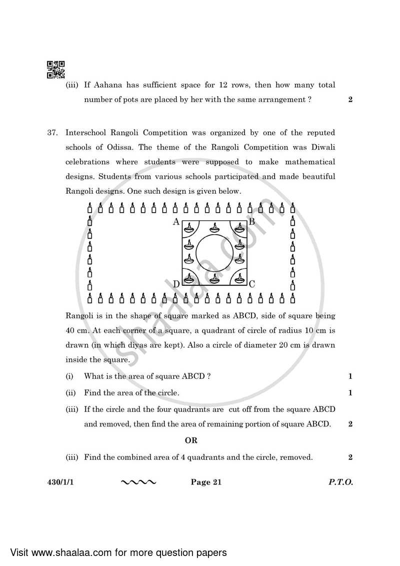 Mathematics 2022-2023 Class 10 - CBSE (Central Board of Secondary Education) question paper with PDF download