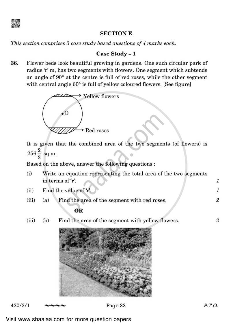 Mathematics 2022-2023 Class 10 - CBSE (Central Board of Secondary Education) question paper with PDF download