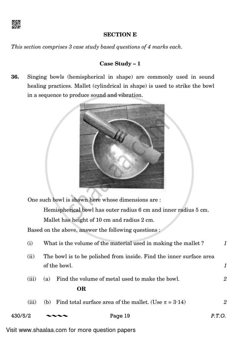 Mathematics 2022-2023 Class 10 - CBSE (Central Board of Secondary Education) question paper with PDF download