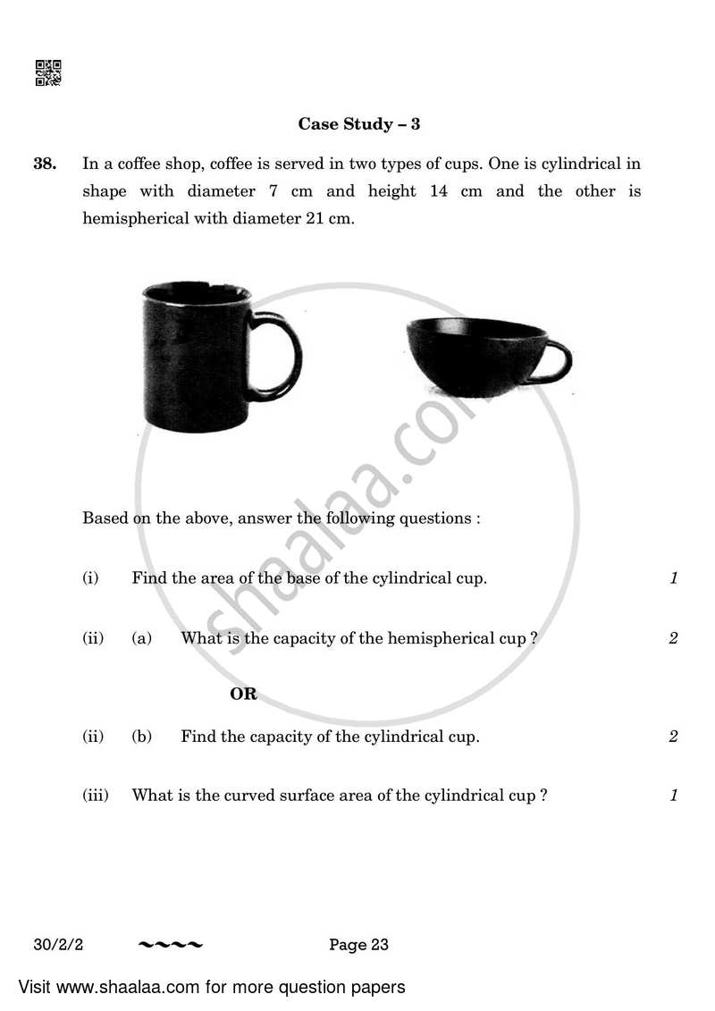 Mathematics 2022-2023 Class 10 - CBSE (Central Board of Secondary Education) question paper with PDF download