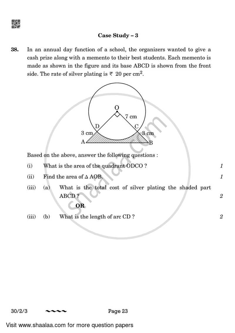 Mathematics 2022-2023 Class 10 - CBSE (Central Board of Secondary Education) question paper with PDF download