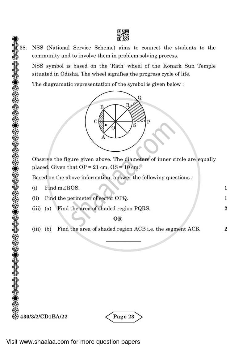 Mathematics 2023-2024 Class 10 - CBSE (Central Board of Secondary Education) question paper with PDF download