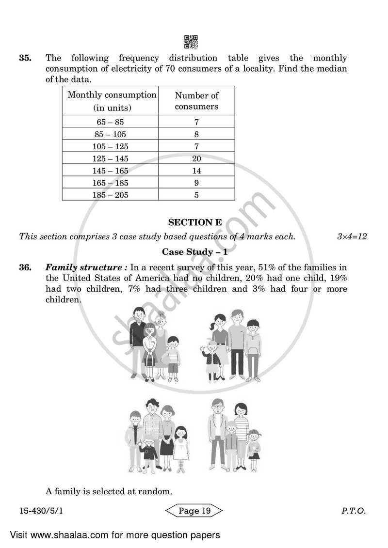 Mathematics 2023-2024 Class 10 - CBSE (Central Board of Secondary Education) question paper with PDF download