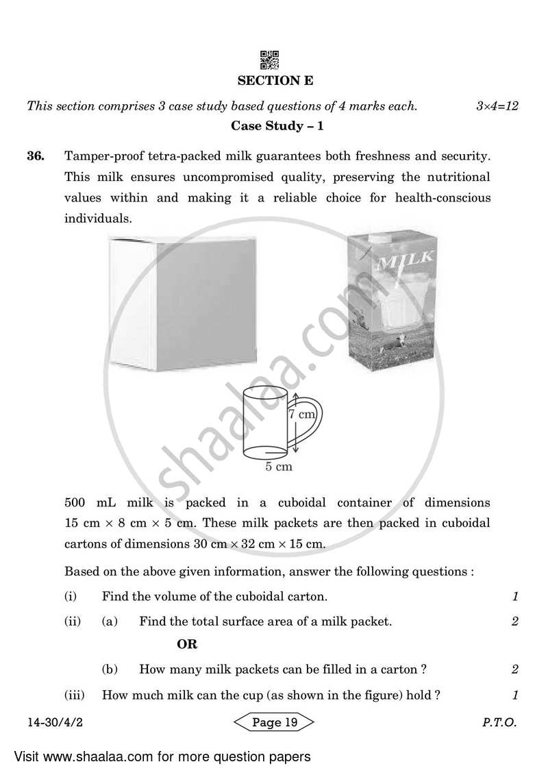 Mathematics 2023-2024 Class 10 - CBSE (Central Board of Secondary Education) question paper with PDF download