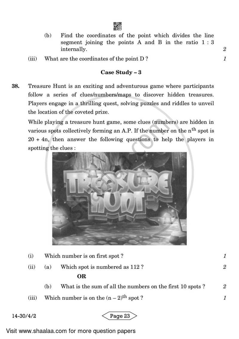 Mathematics 2023-2024 Class 10 - CBSE (Central Board of Secondary Education) question paper with PDF download
